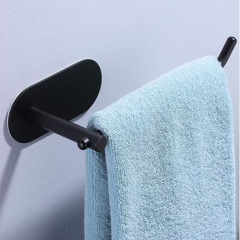 Towel Ring Self Adhesive - Hand Towel Holder for Bathroom Kitchen Hand Towel Bar Stick on Wall, SUS 304 Stainless Steel black (1/5)