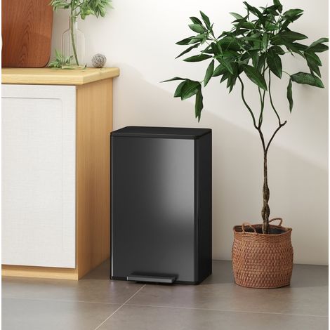 Pattumiera da cucina 45 L con pedale, soft-close e secchio estraibile nero HAVRYA (1/4)