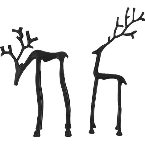 2 décorations renne noir PLA statues figurine – Déco cheminée salon chambre bureau, décoration (1/5)