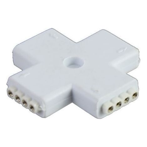 Jandei Conector en X 90º tira led rgb 10mm 4pin