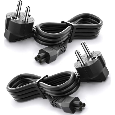Lot de 2 câbles d'alimentation IEC C5 à 3 broches - Pour ordinateur portable Samsung HP Dell Lenovo Insignia Sony - Bloc d'alimentation pour ordinateur portable - Fiche tripolaire (1/5)