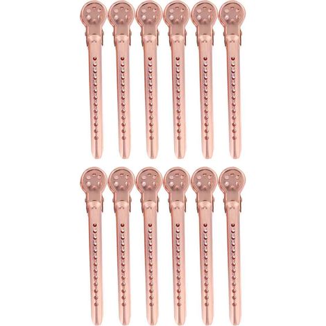Boîte de 12 pinces à cheveux rouges pour coiffure professionnelle, idéales pour les salons de coiffure. (1/5)