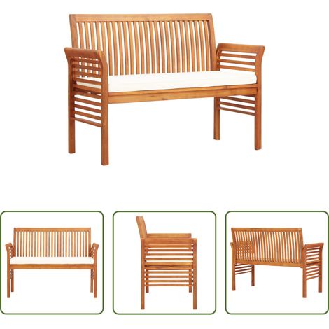 Banc de terrasse -  Banc de jardin 2 places avec coussin 120cm Bois d'acacia massif (1/5)