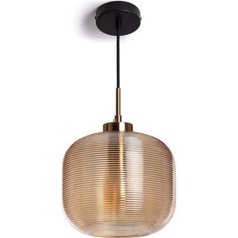 Lámpara Colgante Metal y Cristal Beryl Ámbar