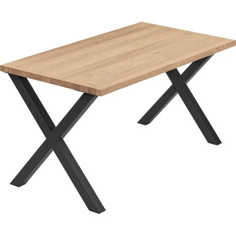 LAMO Manufaktur Esstisch Küchentisch, 120x80x76 cm (AxBxH), Design, Natur / Schwarz, LEG-01-A-002-9005D