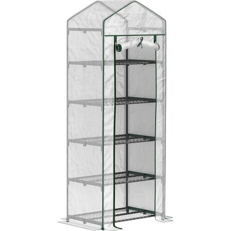 Garden Greenhouse, Steel Frame, Reinforced PE Cover, 5 Shelves, Zipped Door, For Balcony and Vegetables (1/5)