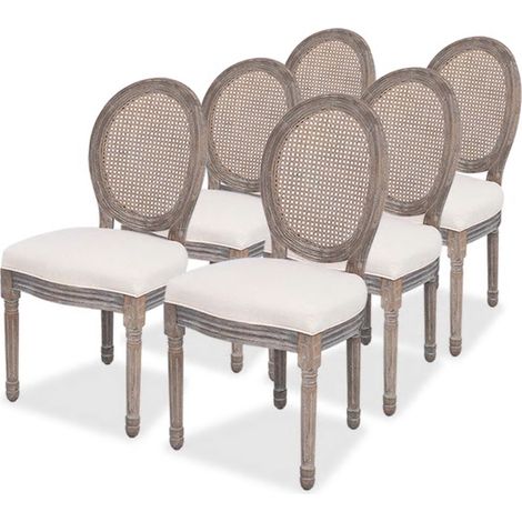 Lot de 6 chaises de salle à manger cuisine design classique tissu crème CDS022368 (1/2)