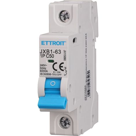 ETTROIT Leistungsschalter 1P C50 50A 6kA IEC60898-1 JX115060