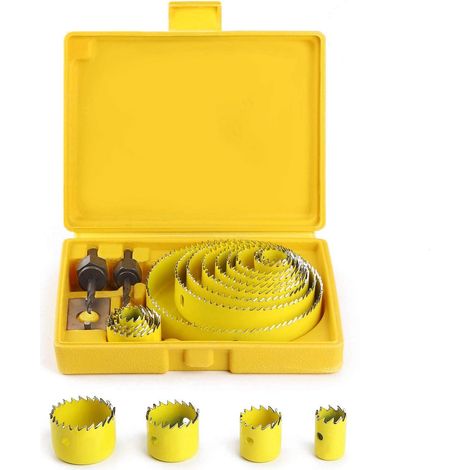 Scie Cloche Coffret,Scies Cloches Trepan 19127mm Kit Complet Dans un écrin Avec des Mandrins et des Dispositifs pour Bois Platre Plastique PVC Fabriqué en Acier Trempé de Haute Qualité A3 GROOFOO