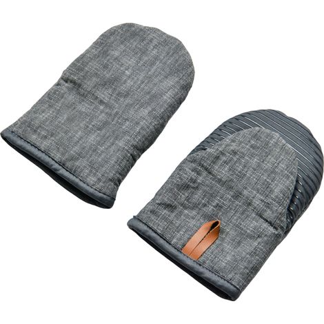 Gants isolants en silicone résistant aux hautes températures (paire) avec anneaux de suspension antidérapants, parfaits pour la cuisine, les barbecues et la pâtisserie, gris. (1/5)