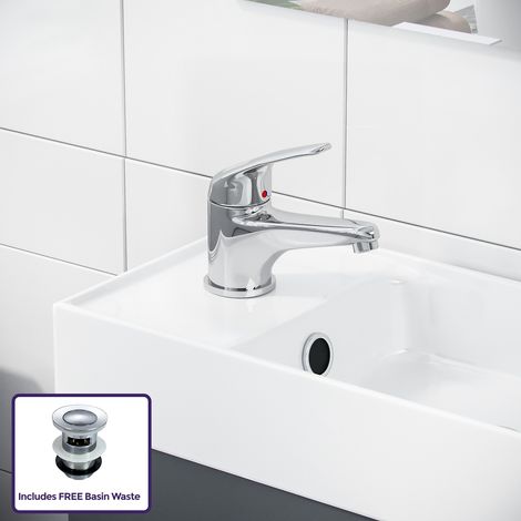 Nanuya 400mm Cloakroom Wall Hung Basin Vanity Unit, Mono Mixer Tap & Waste Dark Grey (1/5)