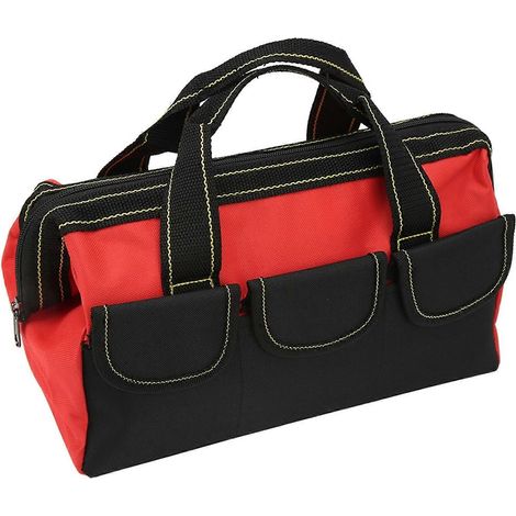 16-Zoll-Werkzeugtasche mit breiter Öffnung, robust, wasserdicht, tragbar, rot