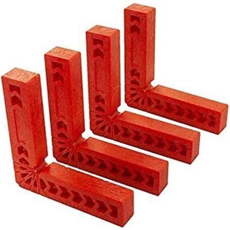 Équerres de positionnement L en acier, lot de 4 pinces à angle droit 90° pour menuiserie, montage de cadres, portes et boîtes (1/4)