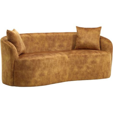 Sofá recto NYJY 2 plazas en terciopelo – Amarillo mostaza – 178 x 67 x 70 cm (1/5)