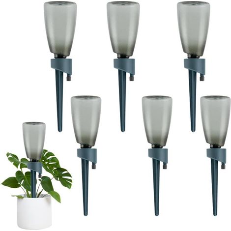 Dispositif d'arrosage automatique pour plantes et fleurs, 6 pièces, 500 ml, avec vanne de régulation à libération lente, bleu (1/5)