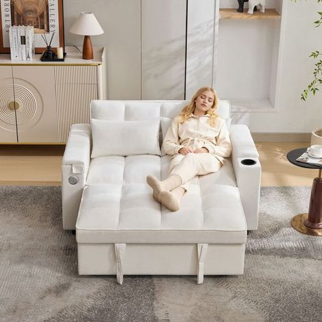 lit gigogne 140x200, multifonction convertible avec rangement banquette lit (1/5)