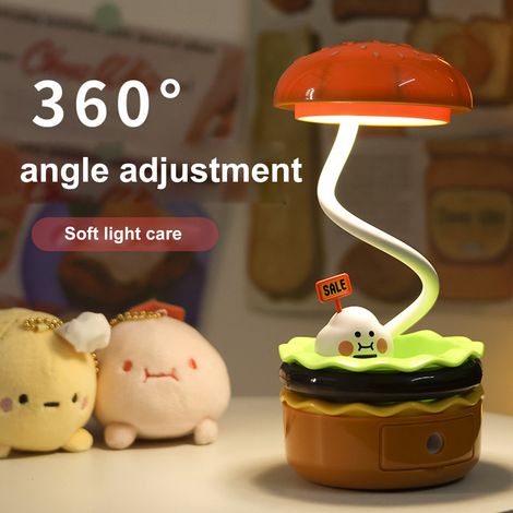 Ortviai Lampe d'ambiance multifonctionnelle en forme de hamburger – veilleuse USB avec taille-crayon intégré, jaune (1/4)