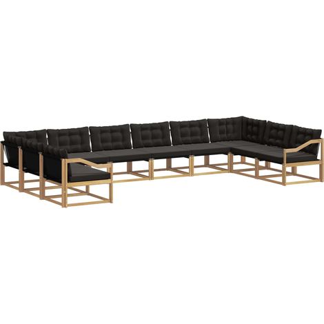 Ensemble de canapés d'extérieur 10 pc Blanc et noir vidaXL (1/5)