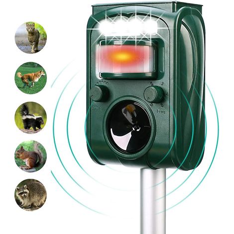 Répulsif solaire ultrasonique pour chats - Repousse les oiseaux, les chiens, les chats, les souris et les volières - 5 modes, étanche IPX4 (1/5)