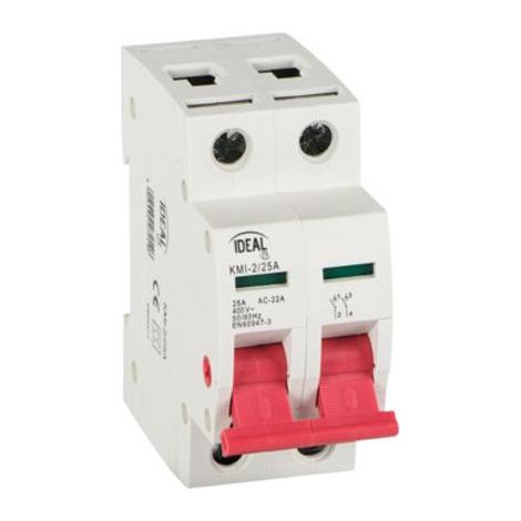 Interruttore sezionatore modulare - 2 moduli - 25A - Guida DIN - Bianco (1/2)