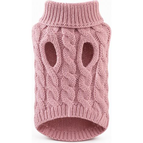 Pull en maille torsadée pour chien rose poudré 29 x 26 cm (1/5)