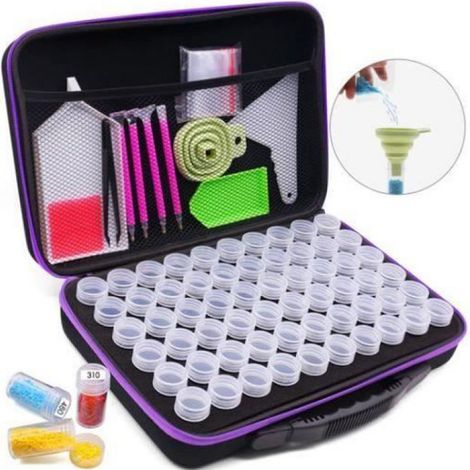 Diamond Painting - Boite de Rangement avec 60 Compartiments - Pour Organisation Diamants et Accessoires - 1 Pièce (1/4)