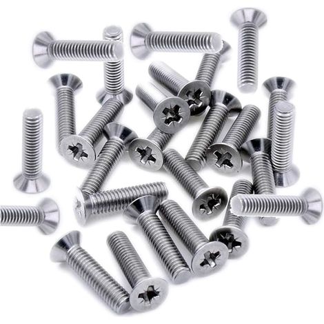 Lot de 25 vis à métaux à tête fraisée Pozi M4 (4 mm) x 40 mm Pozi à double tête fraisée plate (boulon) H266 (1/4)