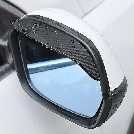 2pcs Rearview Mirror Rain Shield Smoke Visor, Universal Carbon Fiber Side Mirror, Carbon Fiber Rearview Mirror Rain Cover, Rear View Mirror Rain Eyebrow (1/5)