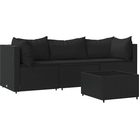 Maison Exclusive - 4-tlg. Garten-Lounge-Set mit Kissen Schwarz Po