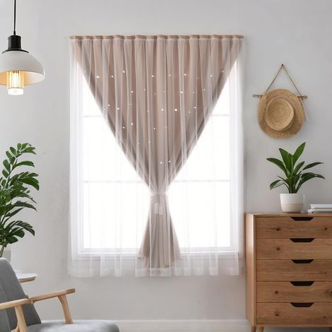 Rideau Autocollant Beige 120x150 cm Occultant Temporaire avec Crochet et Boucle, Parfait pour Cuisine ou Salon (1/5)