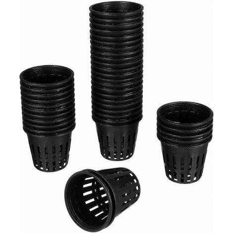 Gobelets de plantation en plastique noir à mailles pour culture hydroponique, lot de 40, contenants de culture sans terre pour plantes succulentes et cactus (1/3)