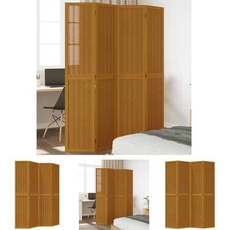 The Living Store 4-tlg. Raumteiler Braun Massivholz Paulownia - Raumteiler (1/5)