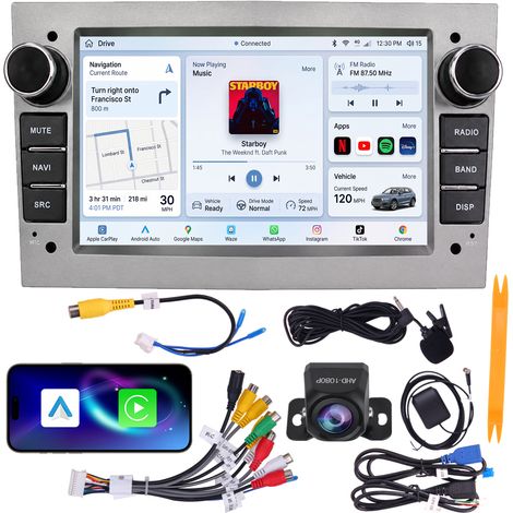 Autoradio 7" Vauxhall Opel 2004-2014 Android 15 Quad-Core 4+64 Go CarPlay Android Auto WiFi 6 Bluetooth GPS Caméra AHD (1/5)