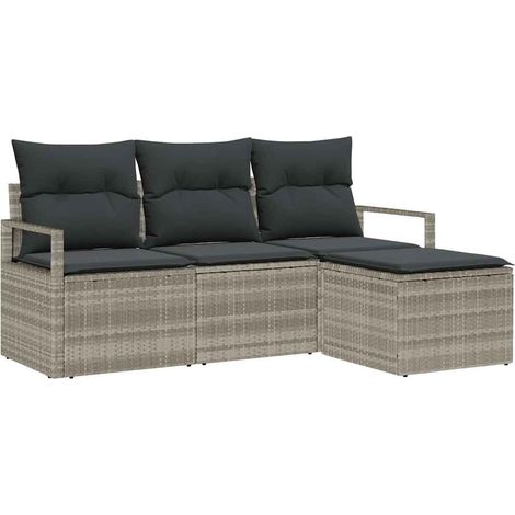 Maison Exclusive - Set di divani 4 pcs Grigio chiaro polyrattan