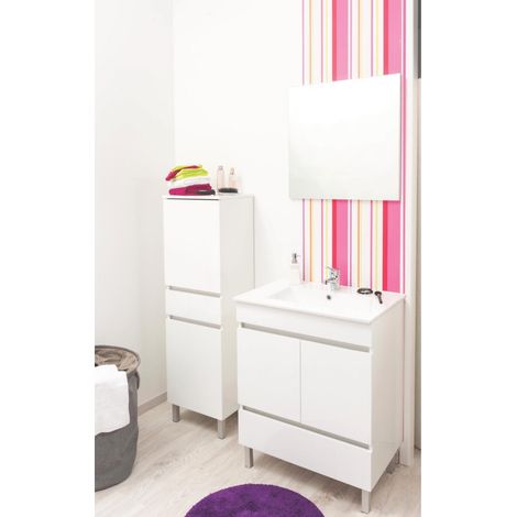 ONDEE ZEN - Meuble de salle de bain à poser LANCELO - 80cm - Blanc - Laqué  - Livré monté — vue 2