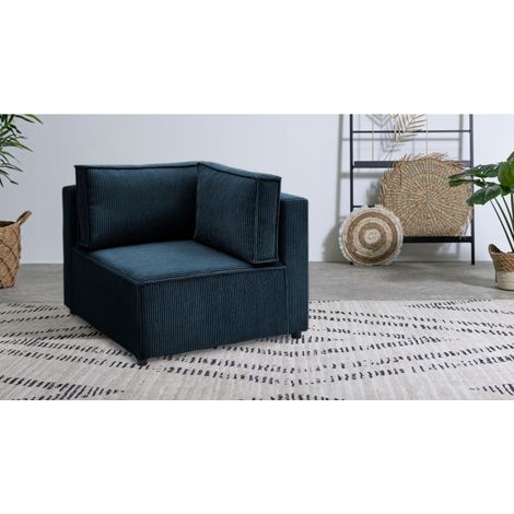 BOBOCHIC - Angle pour canapé modulable NIHAD tissu velours côtelé   Bleu foncé (1/3)