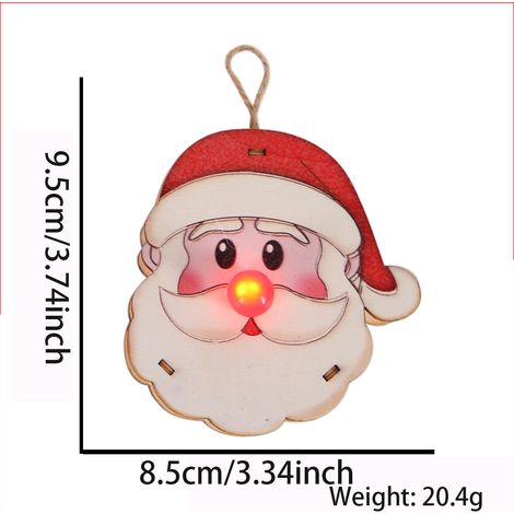Set mit 3 hölzernen Weihnachtsornamenten mit LED-Beleuchtung, Motive: Weihnachtsmann, Rentier und Schneemann, zur Dekoration Ihres Weihnachtsbaums. (1/5)