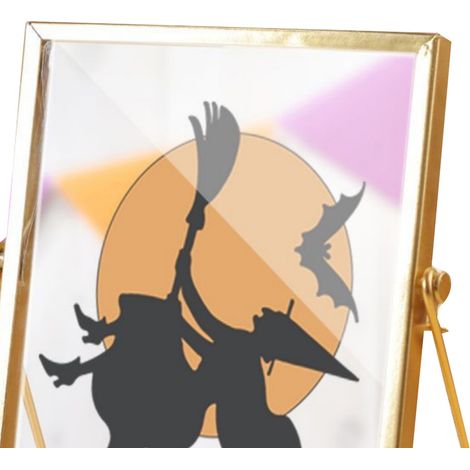 Cadre photo décoratif acrylique imperméable thème Halloween, peinture dorée métallique, ornement mural 14,5x19,5 cm CBS721X13 (1/4)