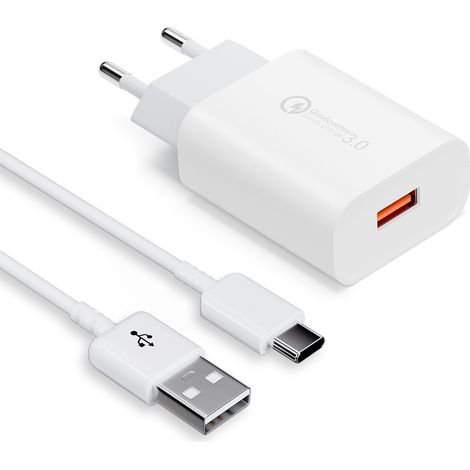 Chargeur Type C Charge Rapide pour Samsung Galaxy S22 S21 S20 S10 S9 S8 Puls, Note 9/8, Z Filp3, A04S A05S A13 A14 A15 A21S A25 A33 A34 A40 A50 A51 A53 A55 A71 M54 M34 M14 5g, avec 2m Câble USB C (1/5)