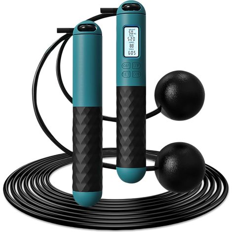 Skipping Rope with Counter: Wireless Skipping Rope, Adjustable Jump Rope with Calorie Counter and Timer LCD Screen Showing, for Men, Children and Adults (1/5)