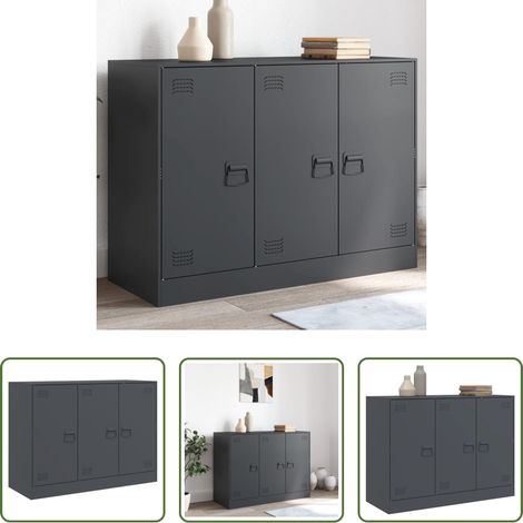 vidaXL Buffet avec poignées -  Buffet anthracite 99x39x73 cm acier (1/5)
