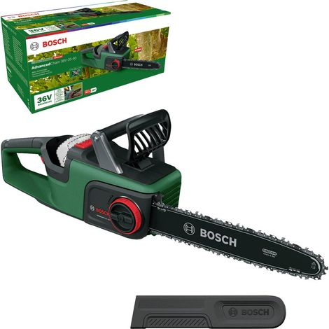 Tronçonneuse sans fil Bosch AdvancedChain 36V-35-40 (sans batterie, système 36 volts, pour couper les bois durs les plus durs, vitesse de la chaîne : 14 m/s)