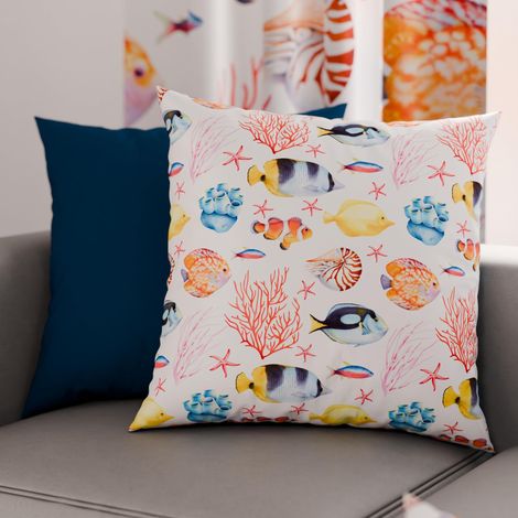 Lot de 2 Taies d'Oreillers 30x30 cm 100% Microfibre Hypoallergénique, Housse Oreiller Rectangulaire Blanc Marine 05, Paquet de 2 (1/3)