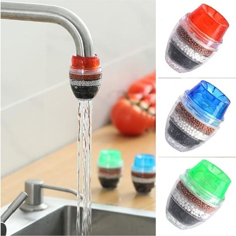 Lntyq 3er-Pack Filter zur Wasserhahnmontage, Leitungswasserreiniger, 5-lagiger Aktivkohlefilter zur Entfernung von fluoriertem Chlor und hartem Wasser in Küche und Bad (1/5)