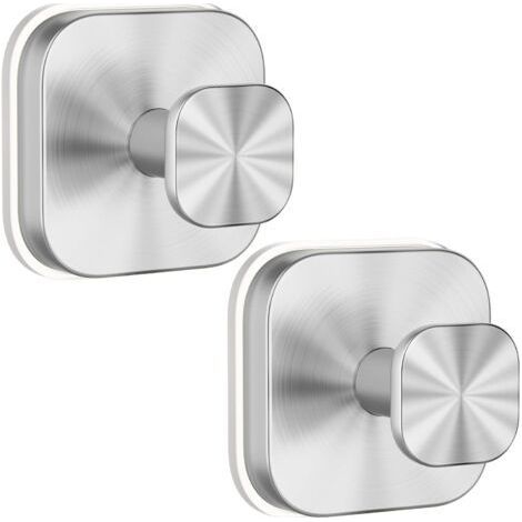 Stainless steel suction cup hooks, silver, 2 no-trace, no-drill hooks for kitchen, bathroom and toilet. (1/5)