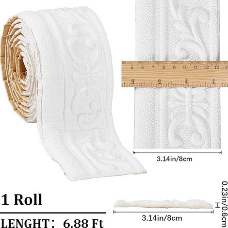 moulure de couronne en mousse flexible autoadhésive, bordure de papier peint à coller, bordure en mousse décorative adhésive 3D pour murs, bordure de miroir, lignes murales (1/2)