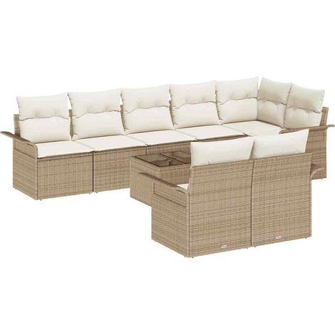 Maison Exclusive - Set Divano da Giardino con archiviazione 9 pcs Beige polyrattan