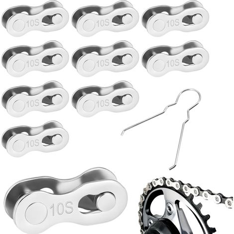 Quick Link 10 Speed Bike Chain - 10 Pairs Mountain Bike Chain Quick Release Quick Fix Tool for Repair and Replacement Chain Links Road Bike Mountain Bike (1/5)