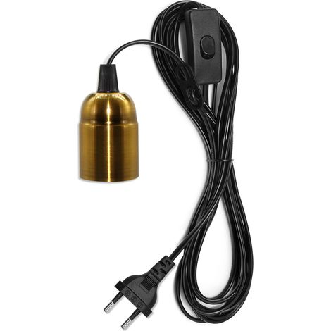 Douille de Lampe E27 avec 4.5M Câble, Support de Lampe avec Interrupteur, Douille E27 avec Interrupteur, Suspension Luminaire avec Prise pour Salon Chambre, Accessoires pour lampes DIY, Bronze (1/5)