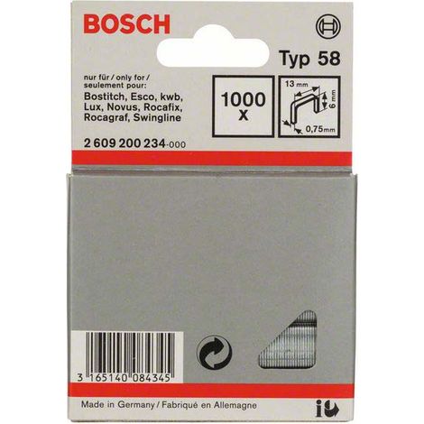 Feindrahtklammer Typ 58, 13 x 0,75 x 6 mm, 1000er-Pack